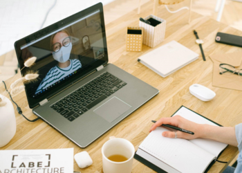 Working from home laptop face mask