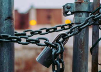 Security lock and chain on gate