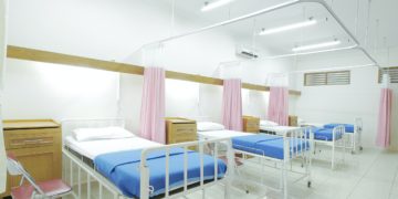 Hospital ward full of empty beds
