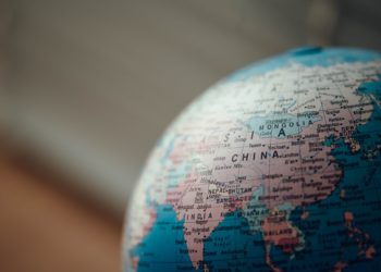 Globe with a focus on China