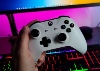 Xbox controlled with monitor and keyboard in the background