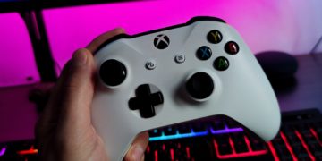 Xbox controlled with monitor and keyboard in the background