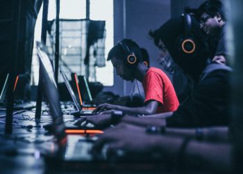 Kids playing video games