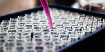 Pipette dropping liquid into test tubes