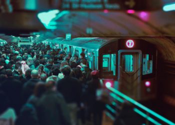 Dark and busy underground metro