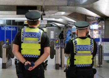 British police in a tube station