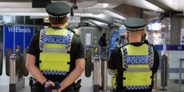 British police in a tube station