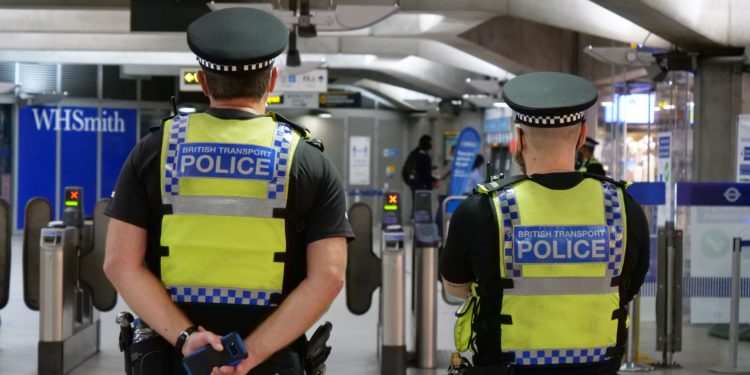 British police in a tube station