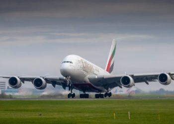 Emirates flight taking off