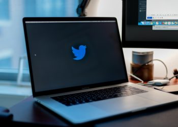Twitter icon on a laptop screen