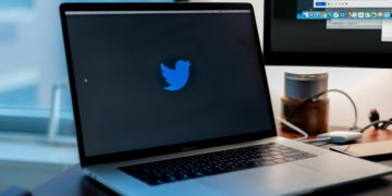 Twitter icon on a laptop screen