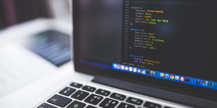 Code on a laptop
