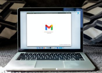 Gmail icon on an open Macbook