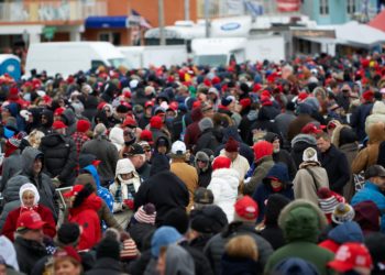 A crowd of Trump supporters