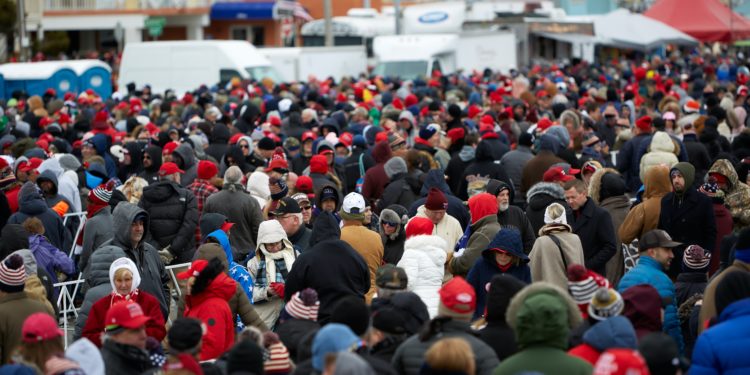 A crowd of Trump supporters