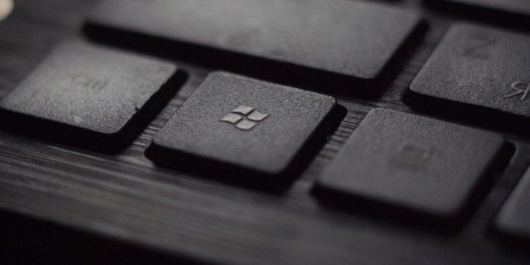 Microsoft logo on a black keyboard