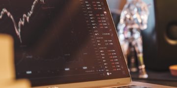 Stock market graph on a macbook