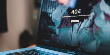 Computer screen displaying 404 error message