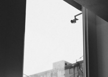 Security camera pointing inside a window