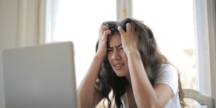 Stress person on computer