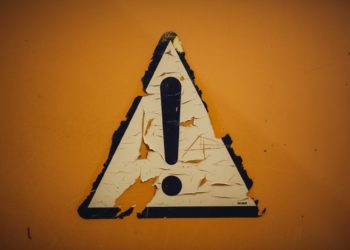 Orange caution sign