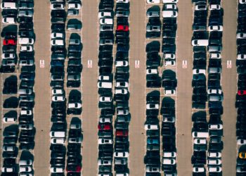 aerial view of a car park