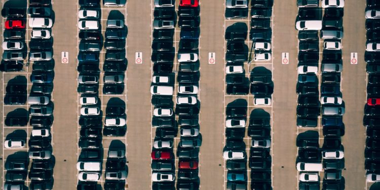 aerial view of a car park