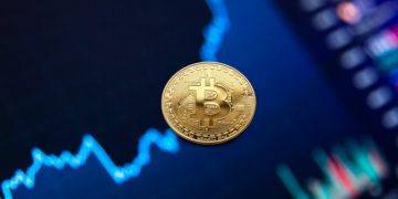 bitcoin coin on stock graph