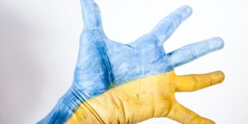 hand painted withy Ukraine flag