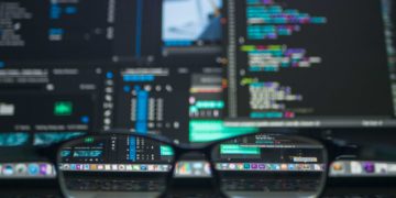 glasses in front of code