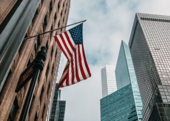 USA flag in New York