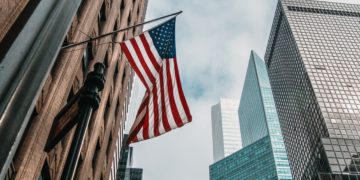 USA flag in New York