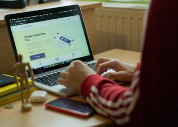 person working on wordpress