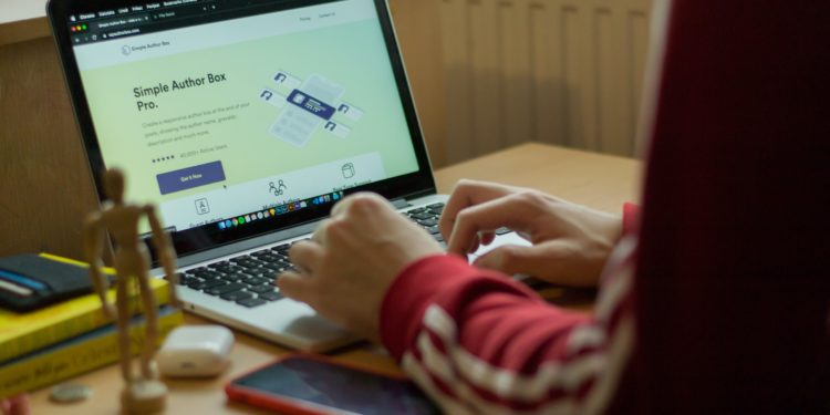 person working on wordpress