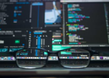 Glasses on laptop