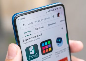 Phone with app store open