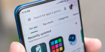 Phone with app store open