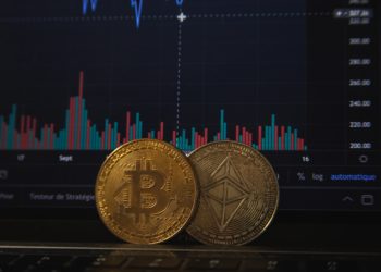 Coins, graph in background