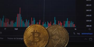 Coins, graph in background