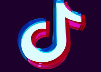 Pink and blue music note. TikTok logo.