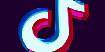 Pink and blue music note. TikTok logo.
