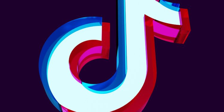 Pink and blue music note. TikTok logo.