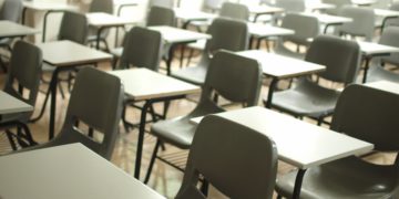 chairs lined up in a row, school