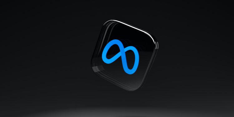 black background, square. Infinity sign. META logo.