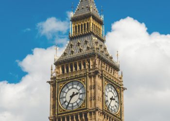 Big Ben, blue sky. London.