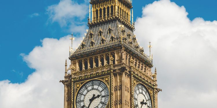 Big Ben, blue sky. London.