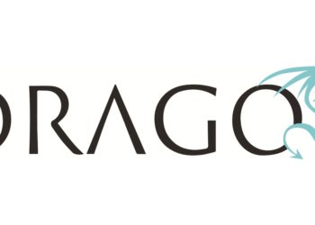 black with teal accent logo DRAGOS
