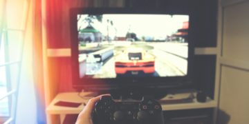 TV Screen playing Rockstar's GTA