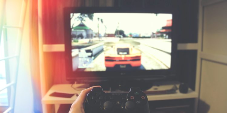 TV Screen playing Rockstar's GTA