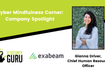 Cyber Mindfulness Corner Company Spotlight and headshot of woman.